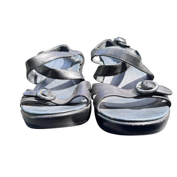 Dansko Julie Strappy Sandals Women's EU 40 9.5 - 10 Black Leather Ankle Strap - Picture 6 of 9